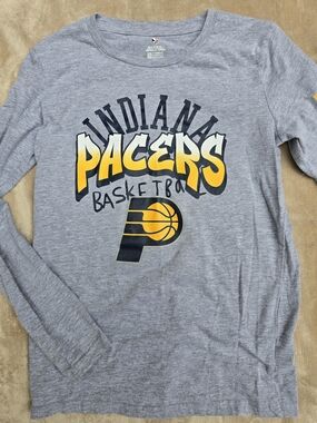 NBA Indiana Pacers Kids Long-Sleeve Tee in Gray with Yellow Accents
